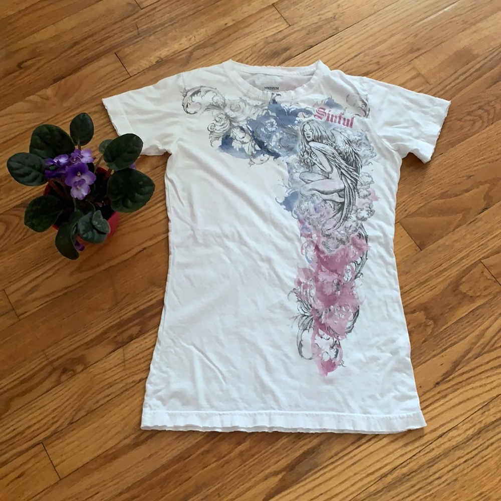 Sinful tee with angel size medium